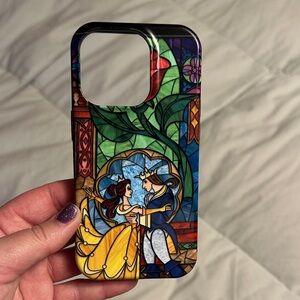 Stained Glass Style Beauty and the Beast iPhone 14 Pro Case